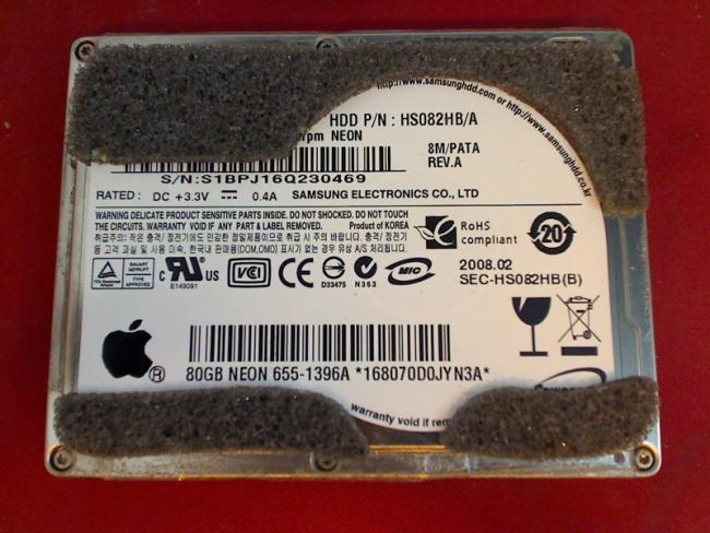 80GB NEON 655-1396A 1.8\" HDD Festplatte Apple MacBook A1237