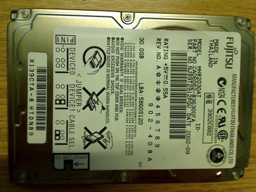 30 GB HDD Festplatte 2.5" IDE MHR2030AT Fujitsu Siemens E7010