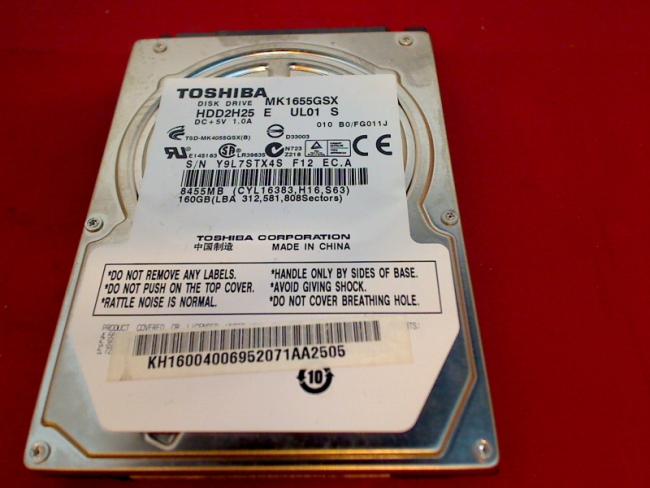 160GB TOSHIBA HDD2H25 E UL01 S MK1655GSX 2.5" SATA Terra Mobile 2103 M66SE