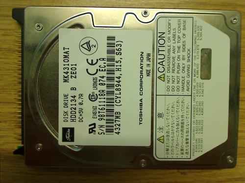 4327MB HDD Festplatte IDE MK4310MAT Toshiba 4000CDT PA1273E