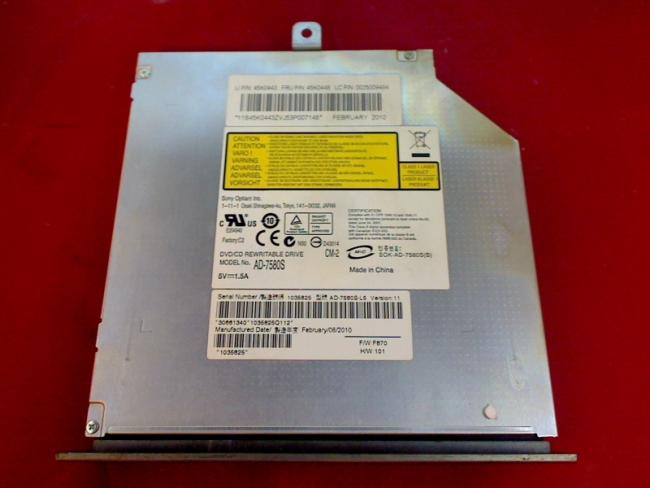 DVD Burner Drive AD-7580S with Bezel & Fixing Lenovo IdeaCentre B500