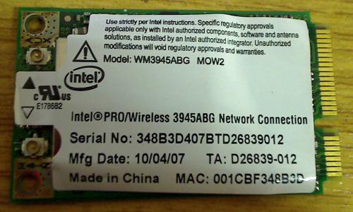 Wlan Card Intel WM3945ABG WiFi adapter Medion MD96370