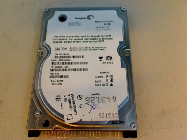 80GB Seagate ST9808210A 2.5" IDE (AT) HDD BenQ Joybook R23