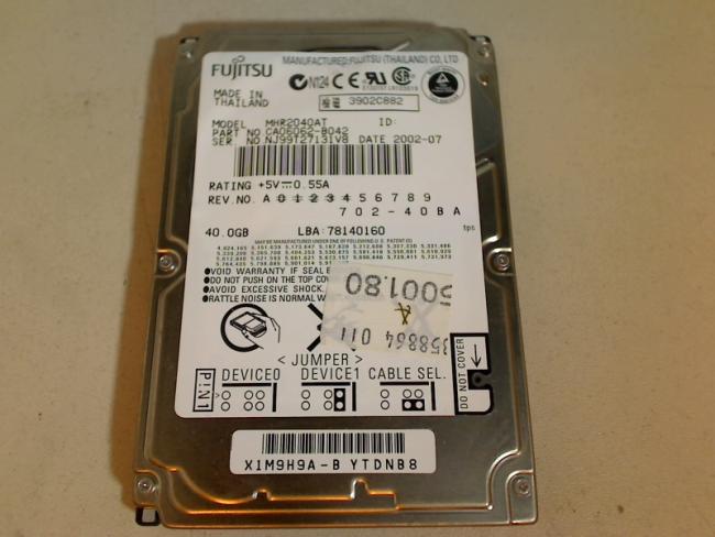 40GB FUJITSU MHR2040AT 2.5" IDE (AT) HDD Festplatte Acer TravelMate 290 (1)