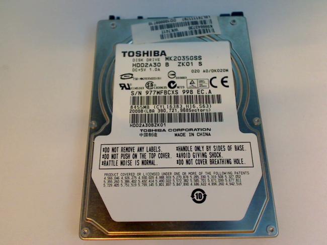 200GB TOSHIBA MK2035GSS HDD2A30 B ZK01 S 2.5\" SATA Samsung R510 NP-R510H