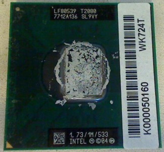 1.73 GHz Intel Dual Core T2080 SL9VY Toshiba Satellite A200-1AS