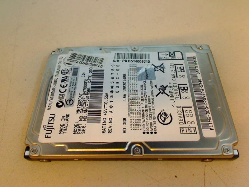 80GB Fujitsu MHT2080AT 2.5\" IDE HDD Festplatte Dell Latitude D810 PP11L