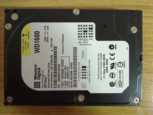 160 GB Festplatte IDE WD1600 Western Digital WD1600BB-00HRA0