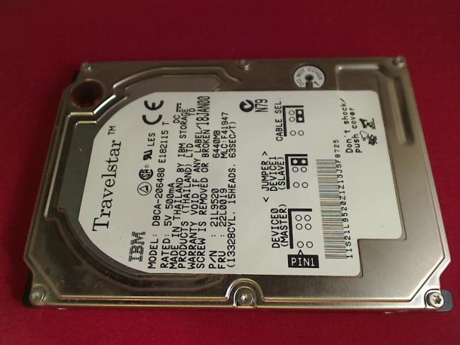 6440 MB DBCA-206480 HDD Festplatte IDE 2.5" IBM 570 2644
