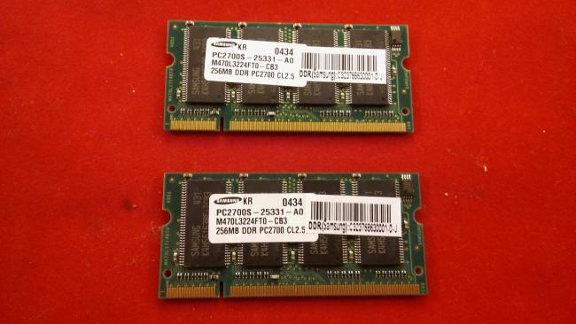 2x RAM Memory 256MB DDR Fujitsu Siemens Amilo L1300